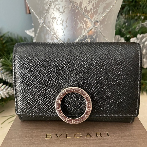 BVLGARI Handbags - Bvlgari Black Calf Leather Clip Coin Purse NIB